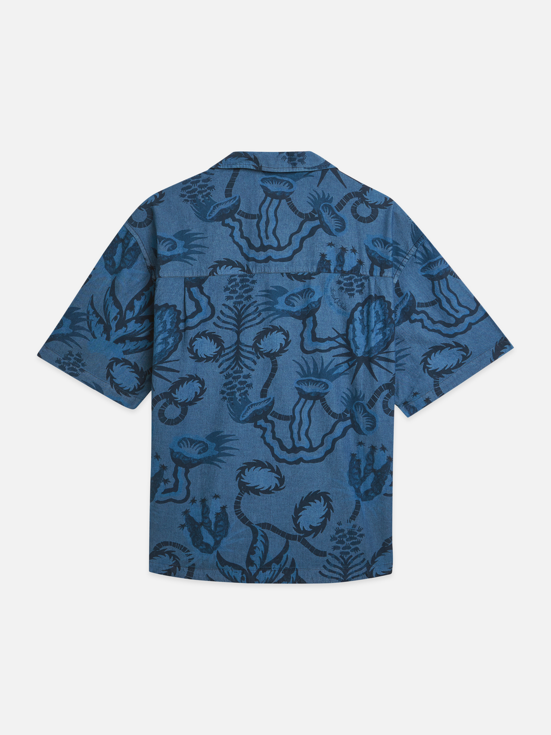 Printed chambray short sleeve shirt