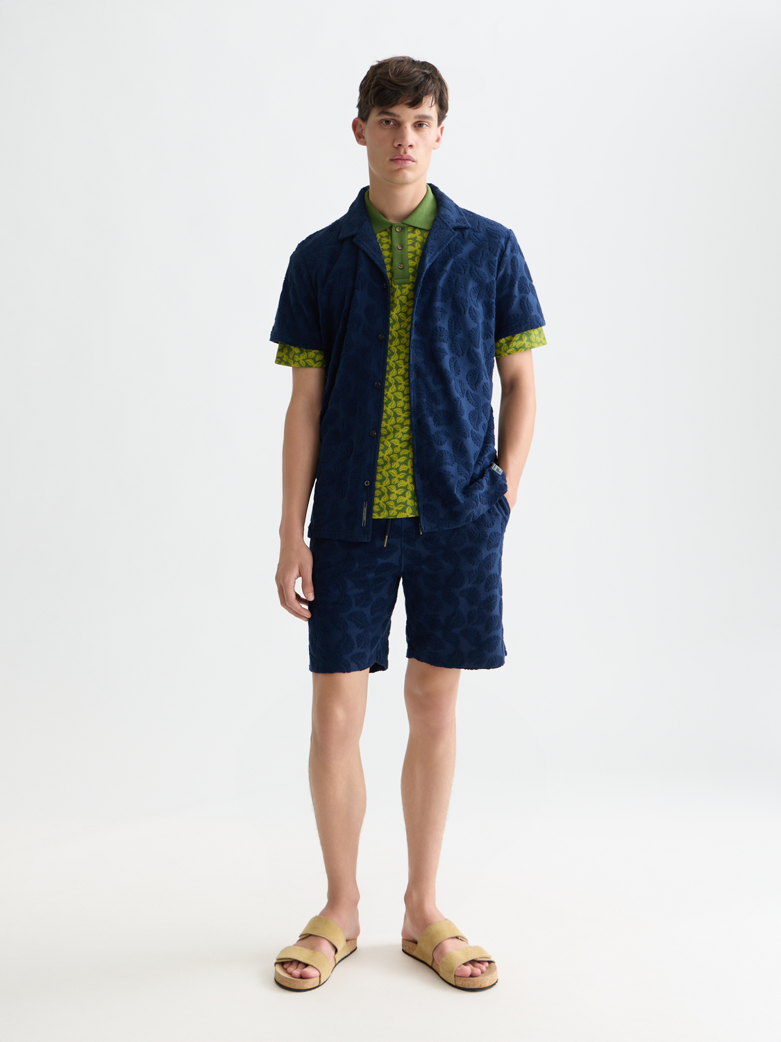 Terry jacquard short sleeve shirt