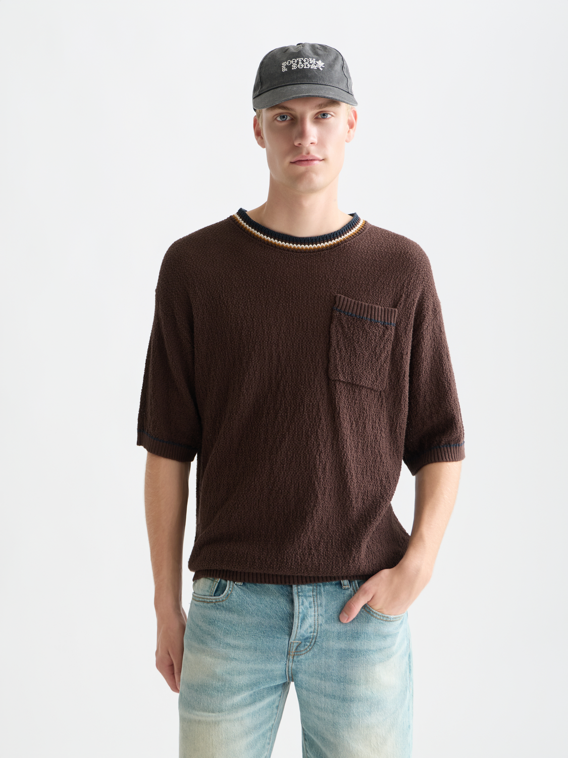 Knitted cotton relaxed T-shirt