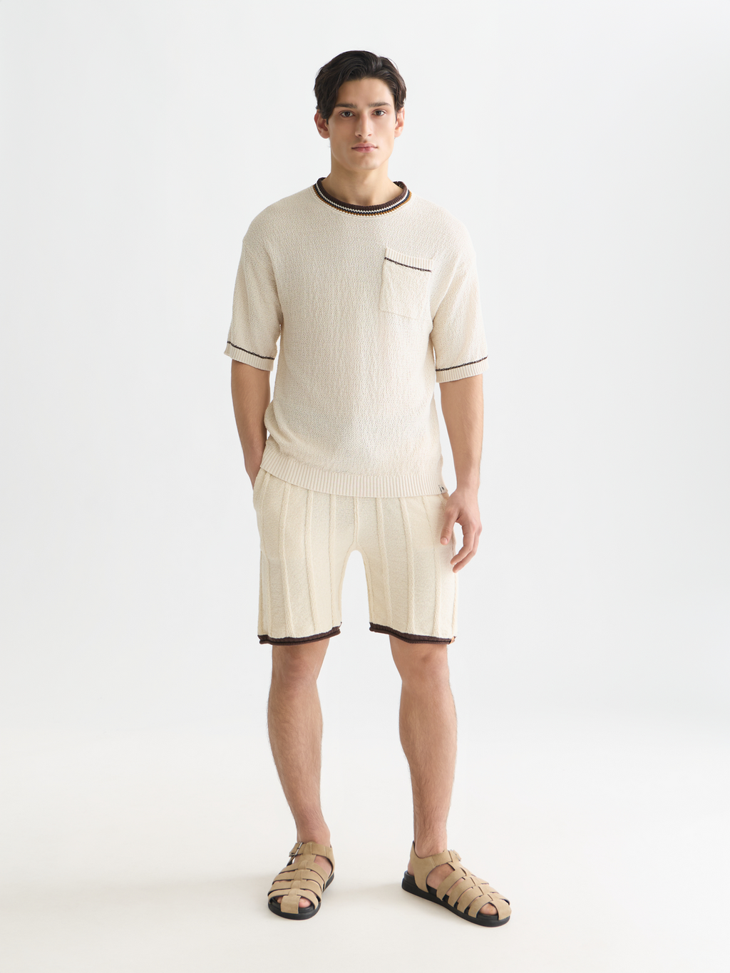 Knitted cotton relaxed T-shirt