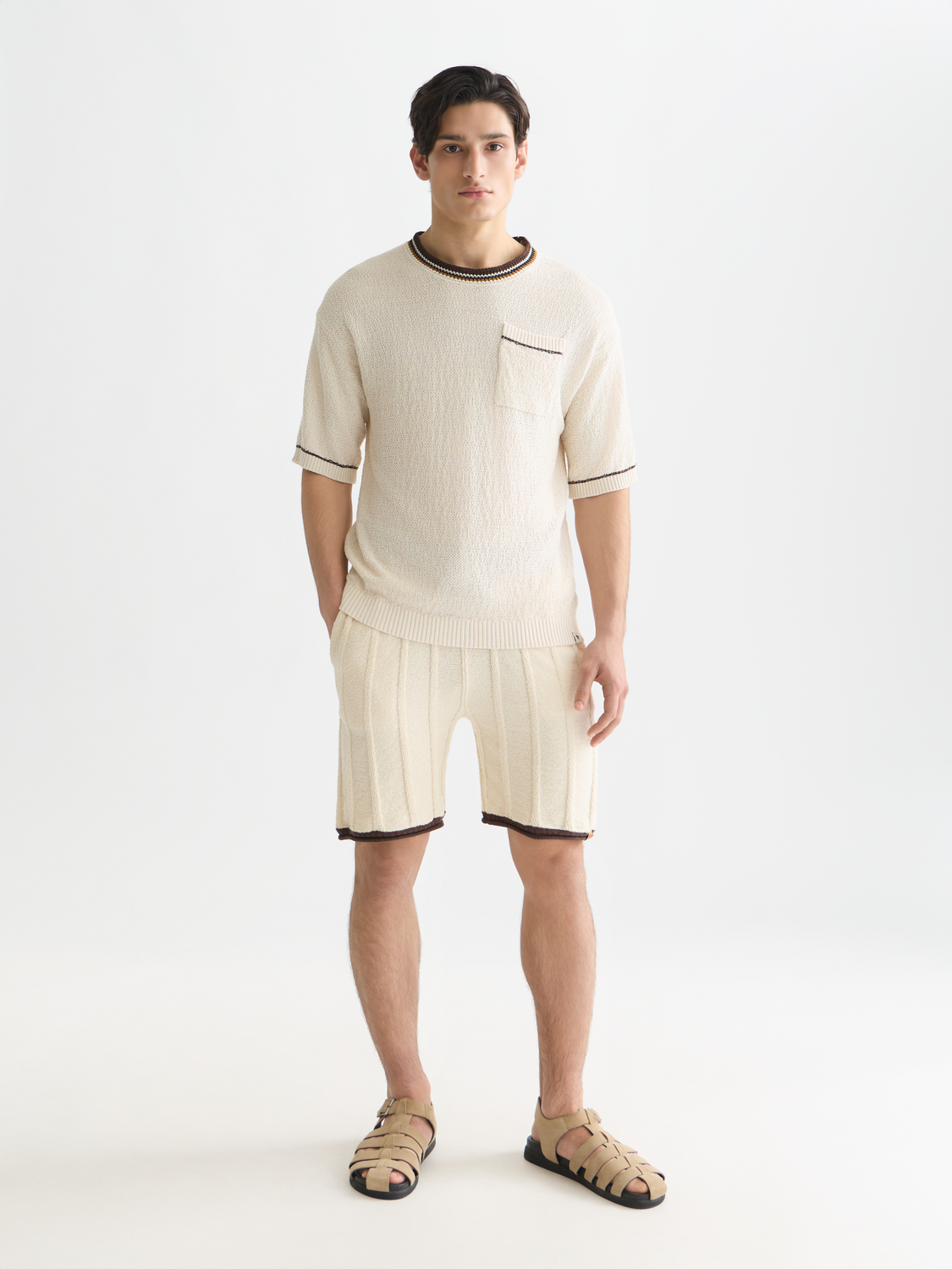Knitted cotton relaxed T-shirt