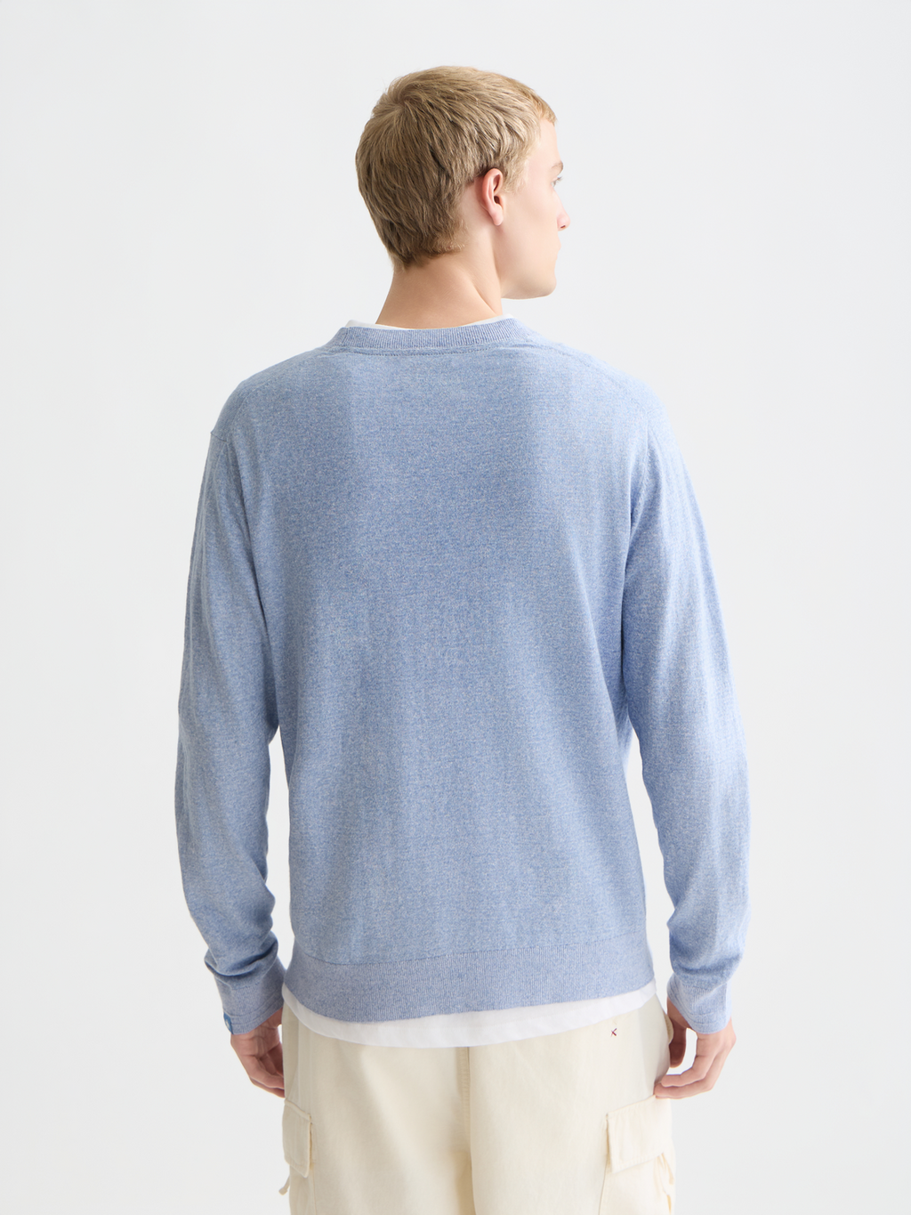 Linen-blend melange pullover