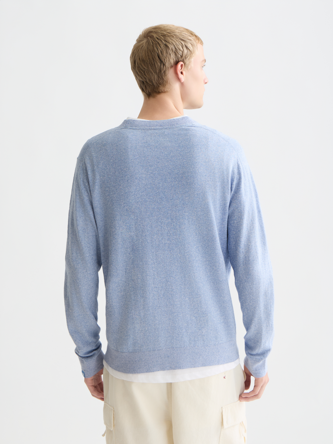 Linen-blend melange pullover
