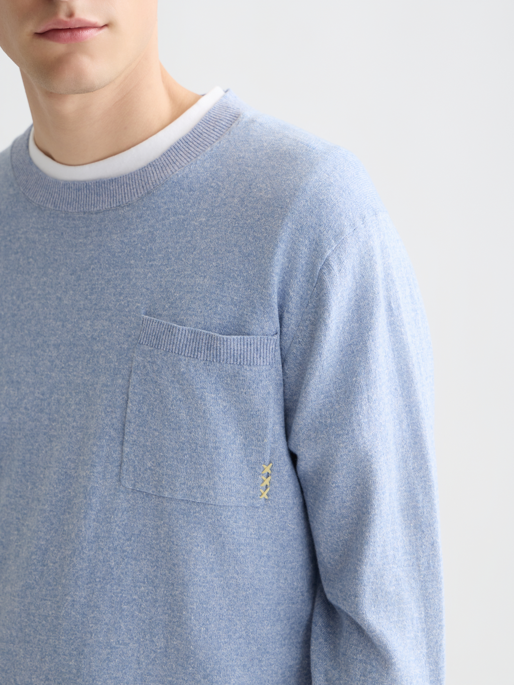 Linen-blend melange pullover