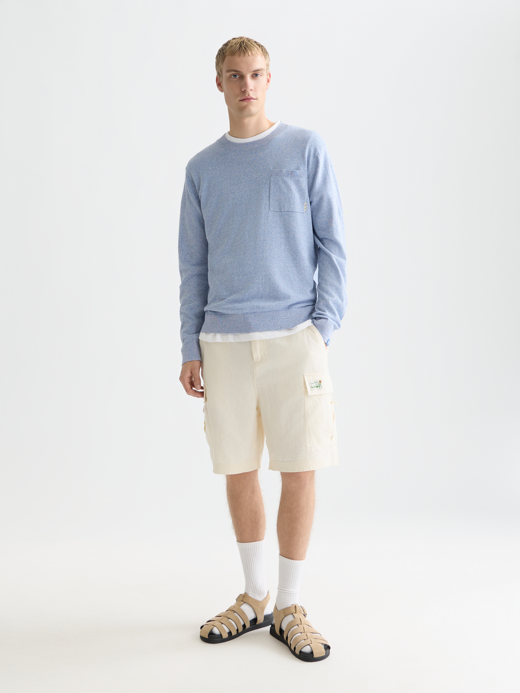 Linen-blend melange pullover