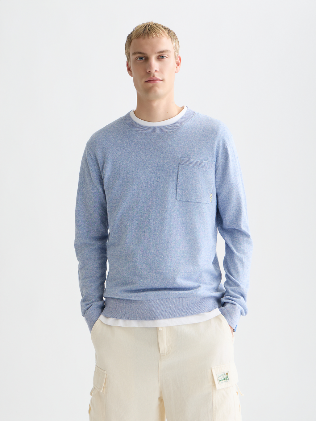 Linen-blend melange pullover