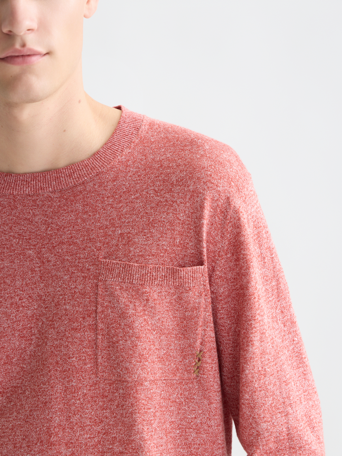 Linen-blend melange pullover
