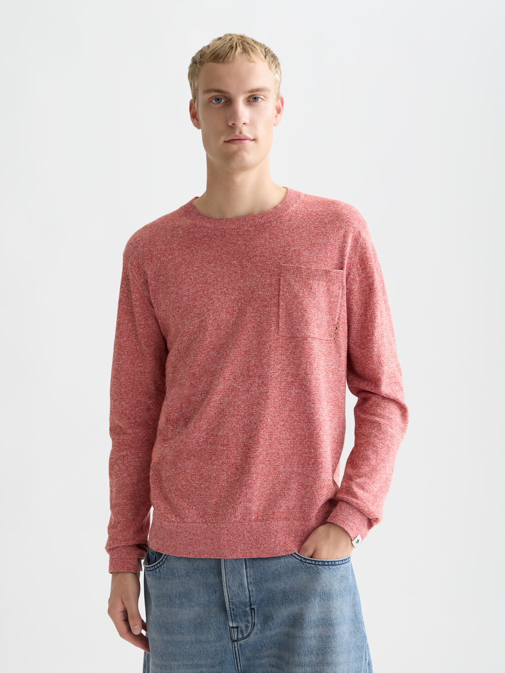 Linen-blend melange pullover
