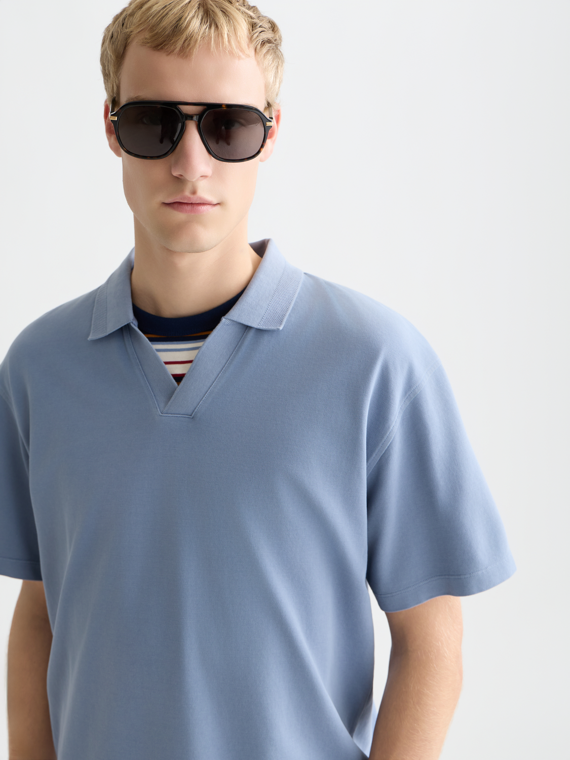 3 crosses pique relaxed garment-dyed polo