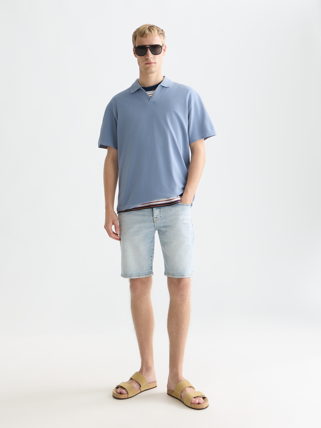 3 crosses pique relaxed garment-dyed polo