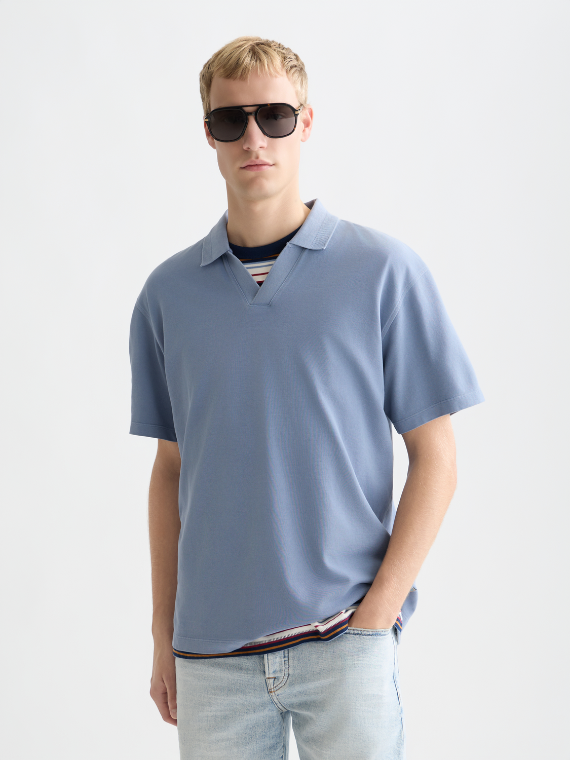 3 crosses pique relaxed garment-dyed polo