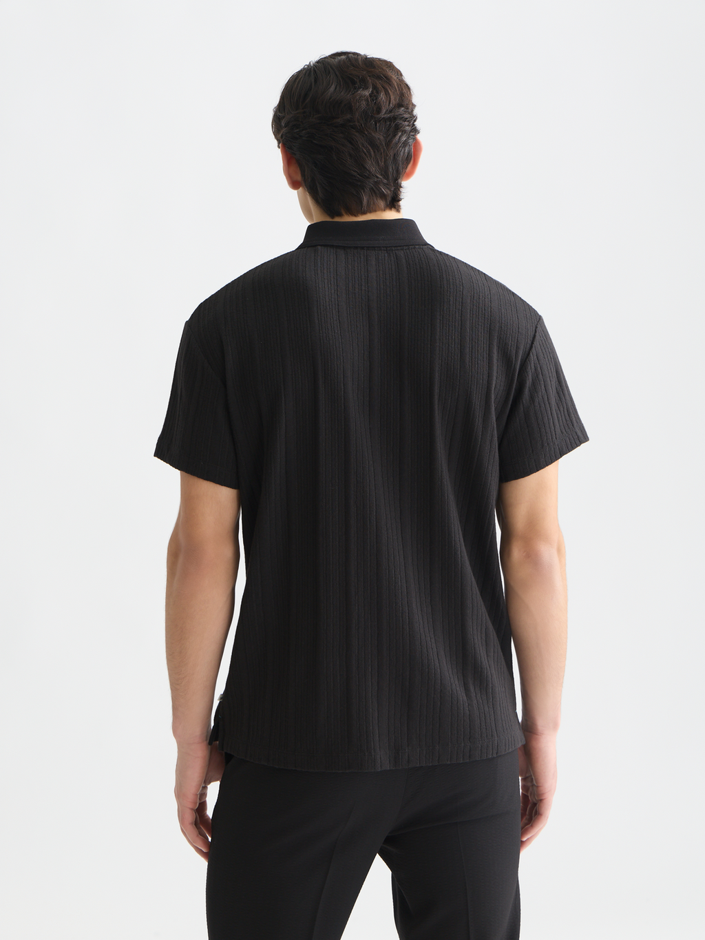 Structured ribbed relaxed polo