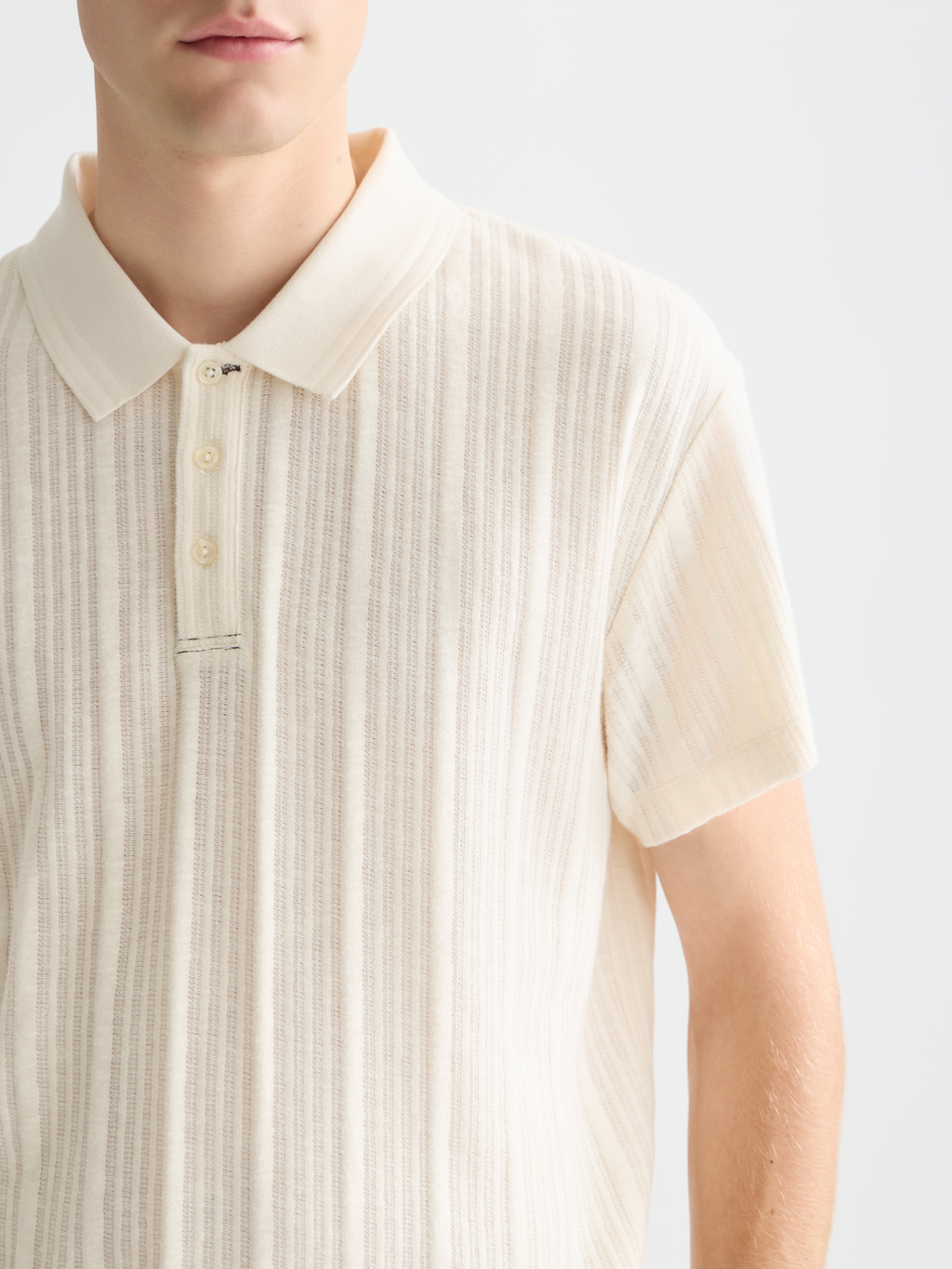 Structured ribbed relaxed polo