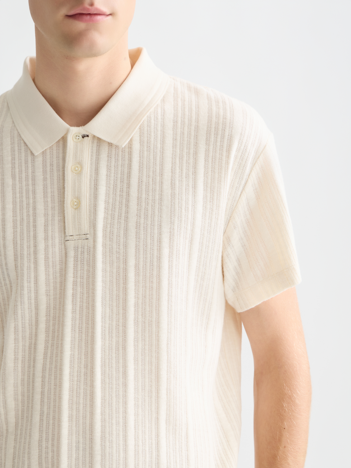 Structured ribbed relaxed polo