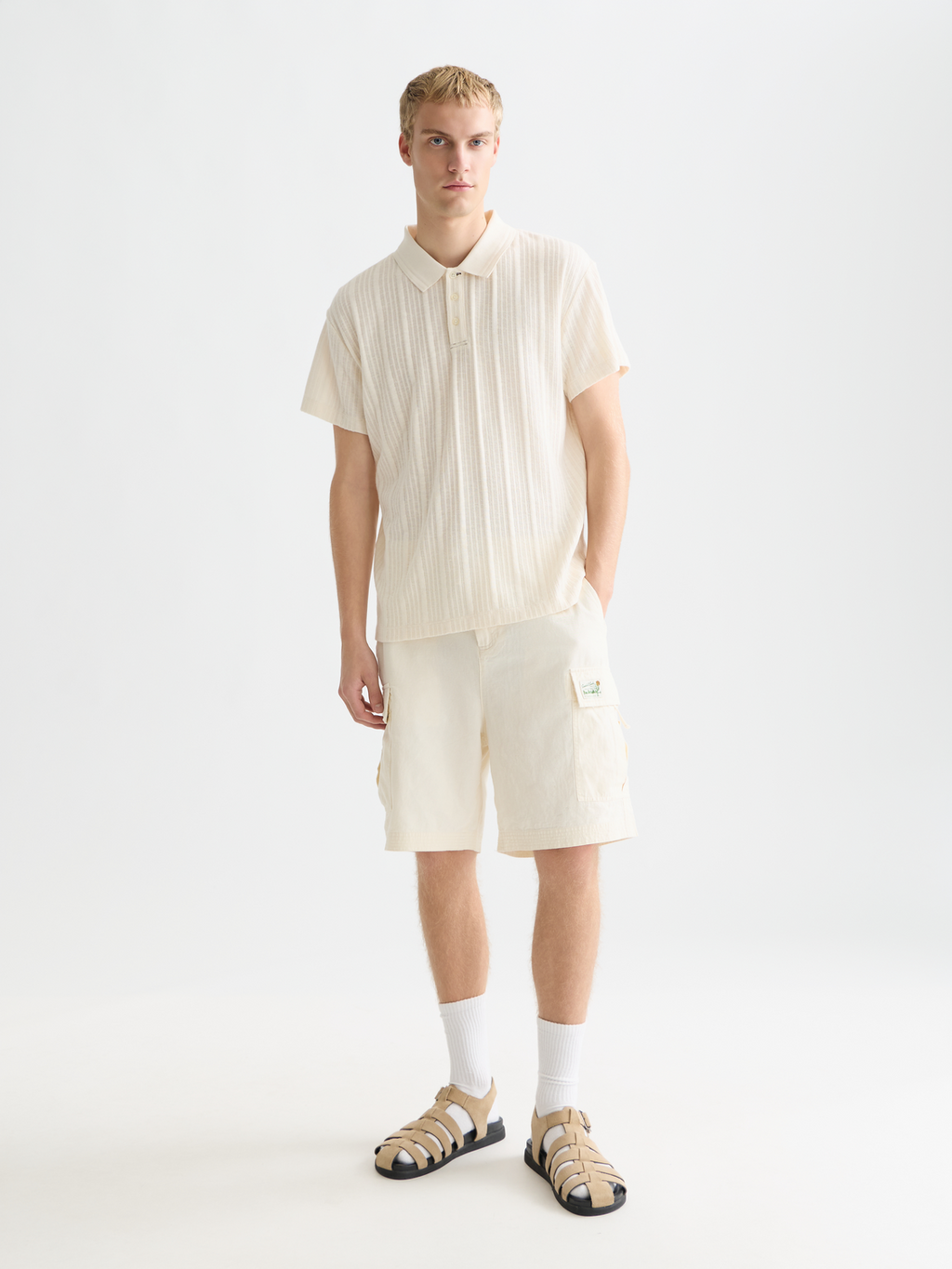 Structured ribbed relaxed polo