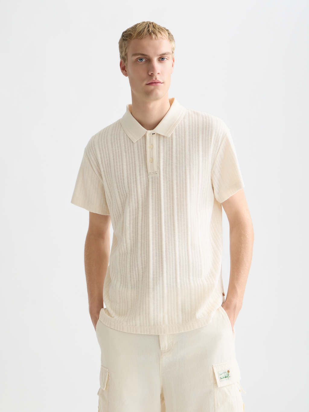 Structured ribbed relaxed polo
