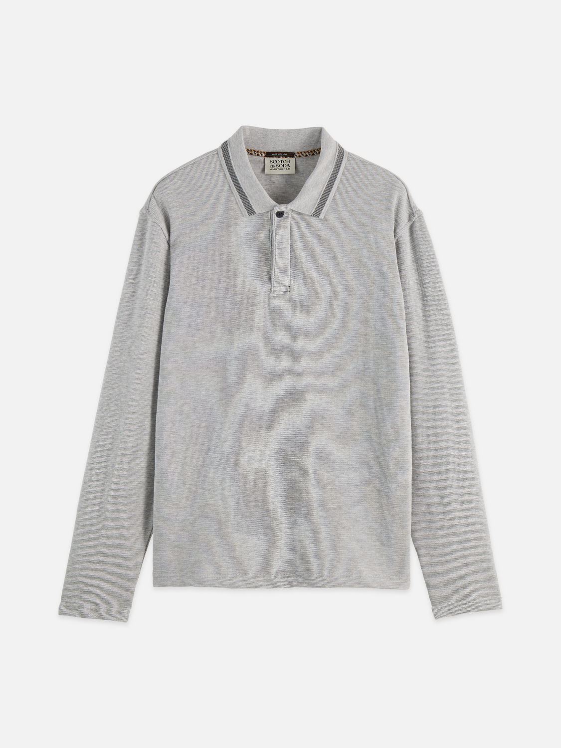 Structured relaxed long-sleeved polo