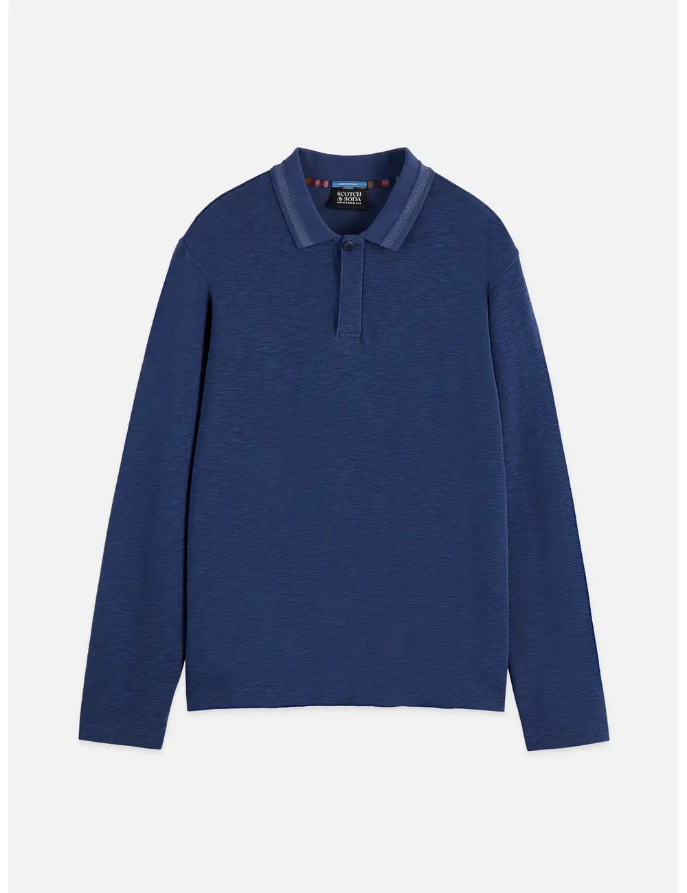 Structured Relaxed-fit Long-sleeved Polo front view showing fit and finish by Scotch & Soda