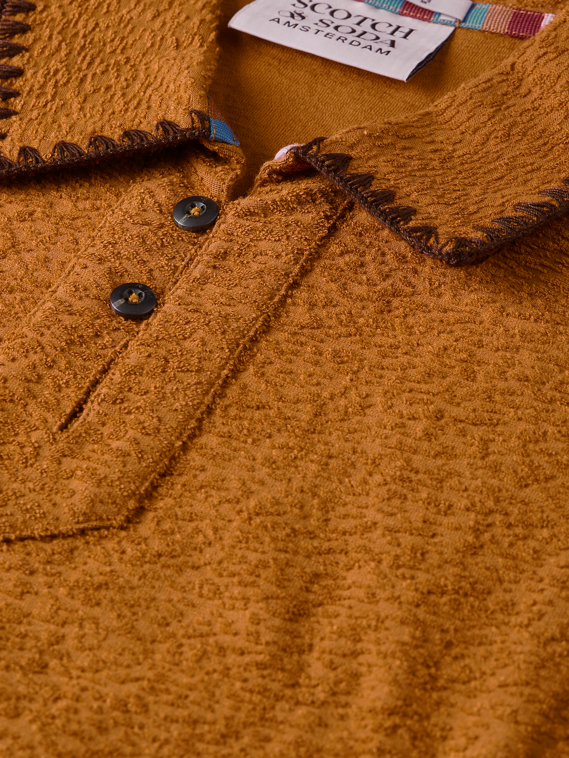 Relaxed jacquard towelling polo