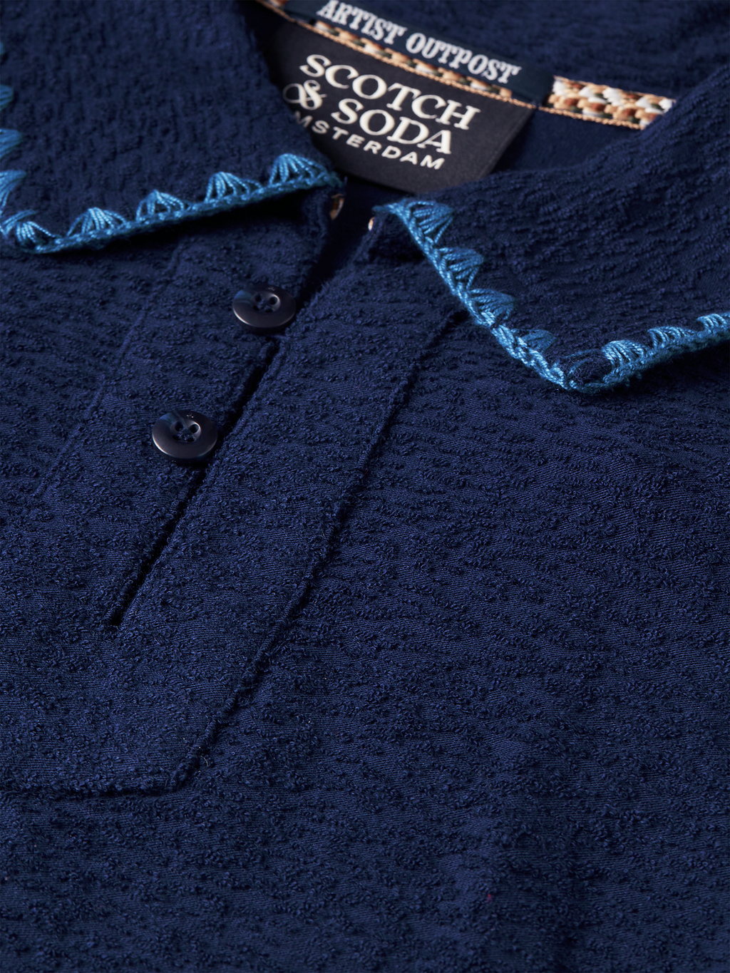 Relaxed jacquard towelling polo