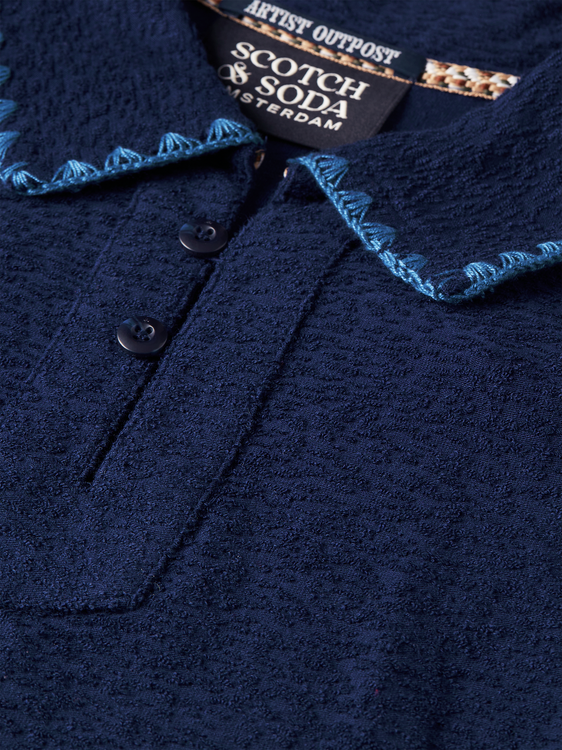 Relaxed jacquard towelling polo