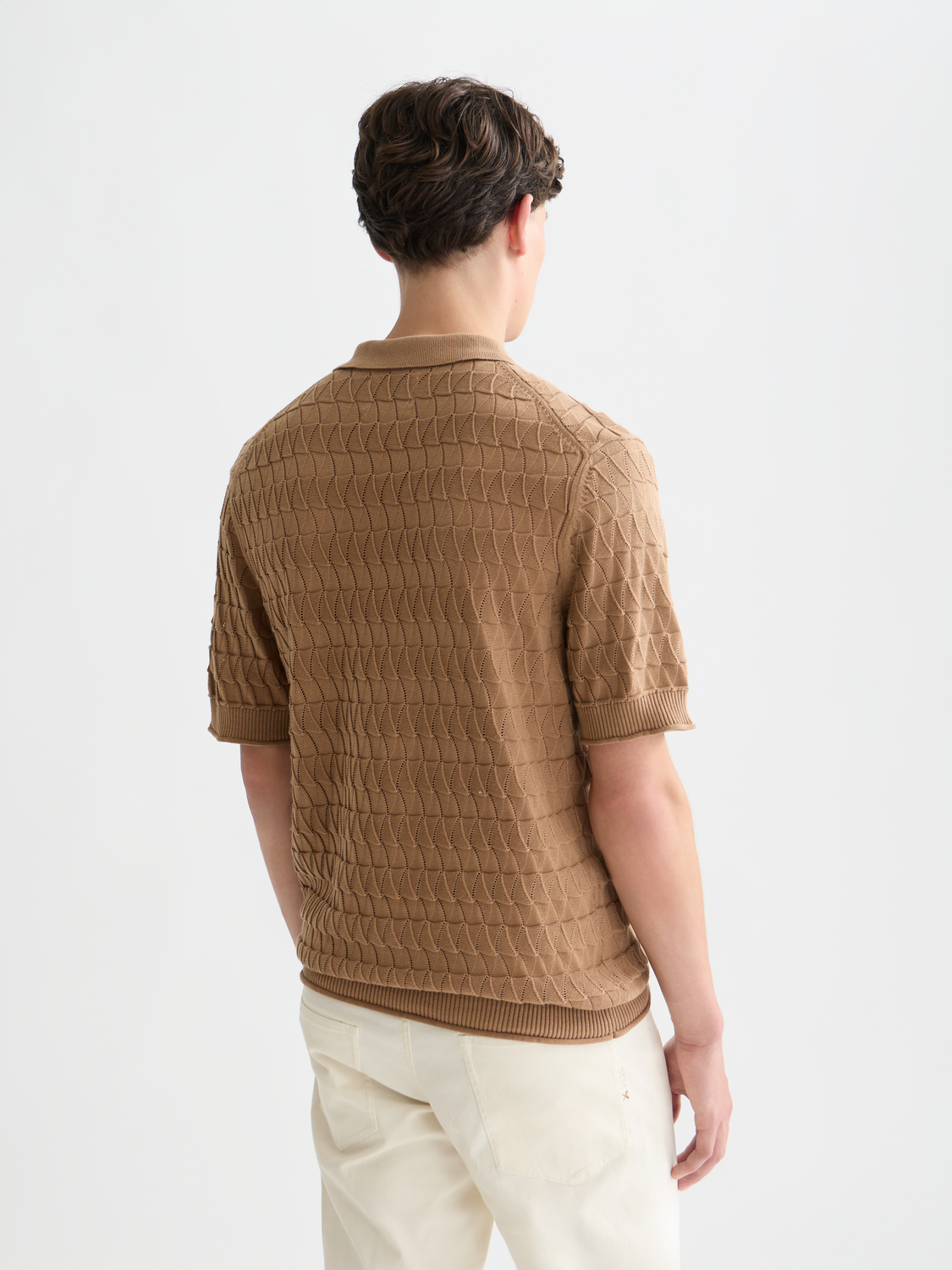 Pointelle knitted polo