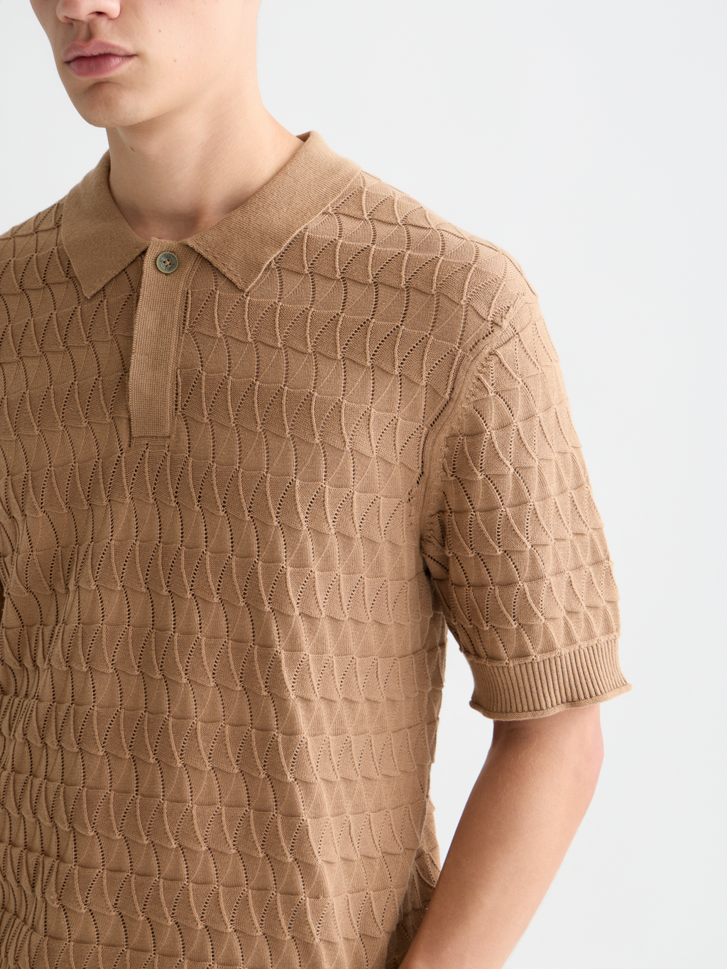 Pointelle knitted polo