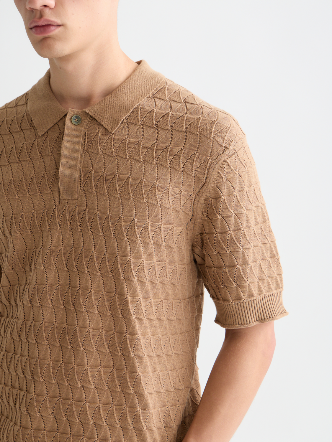 Pointelle knitted polo