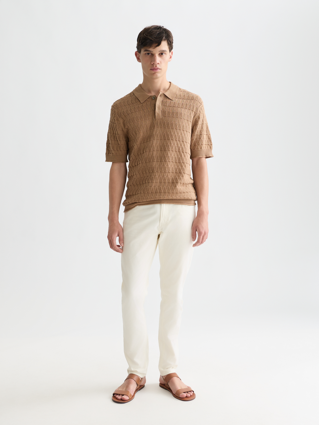 Pointelle knitted polo