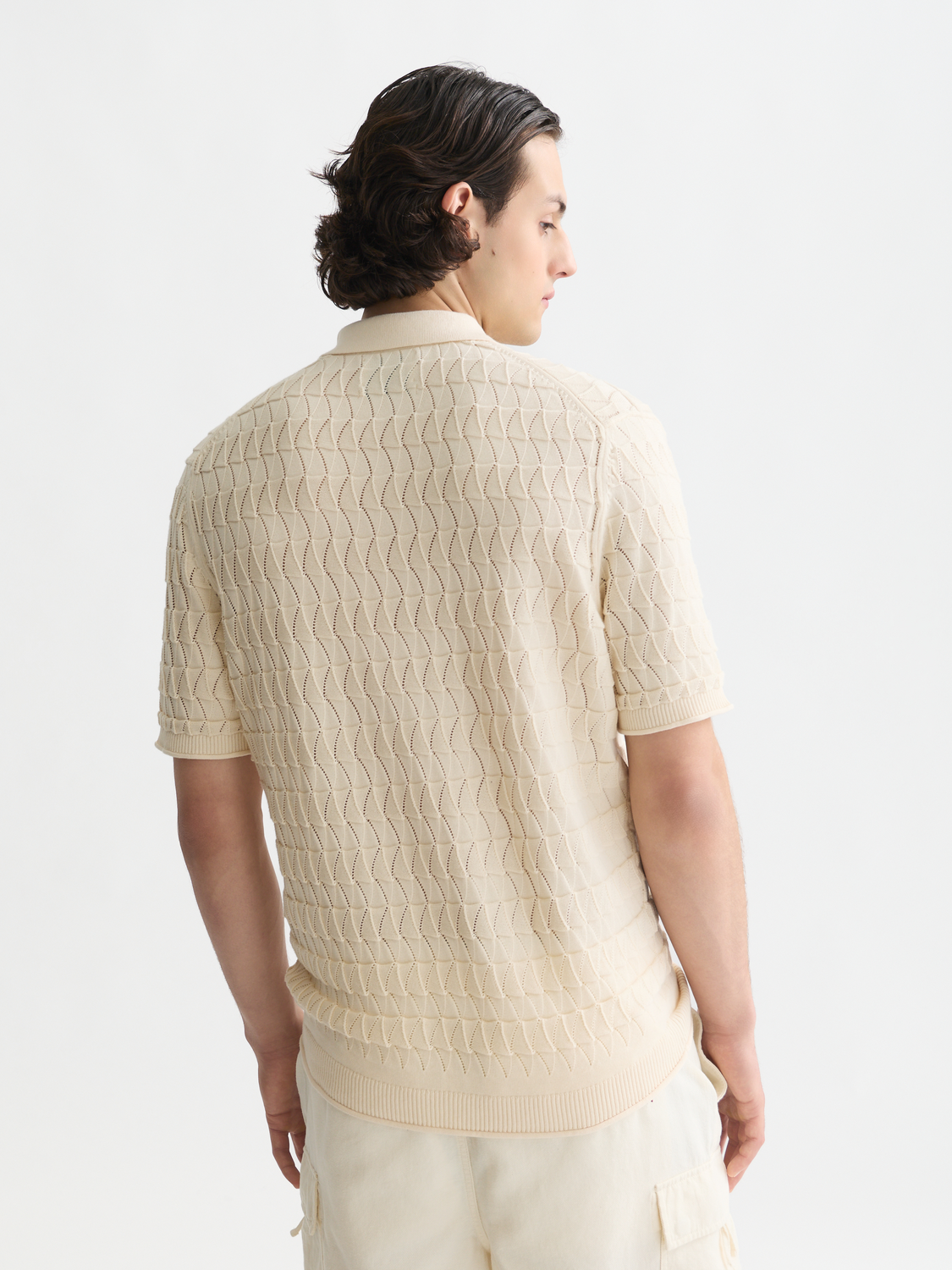 Pointelle knitted polo