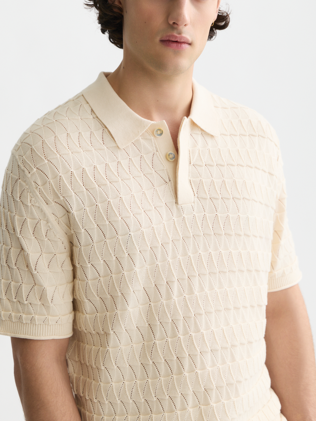 Pointelle knitted polo