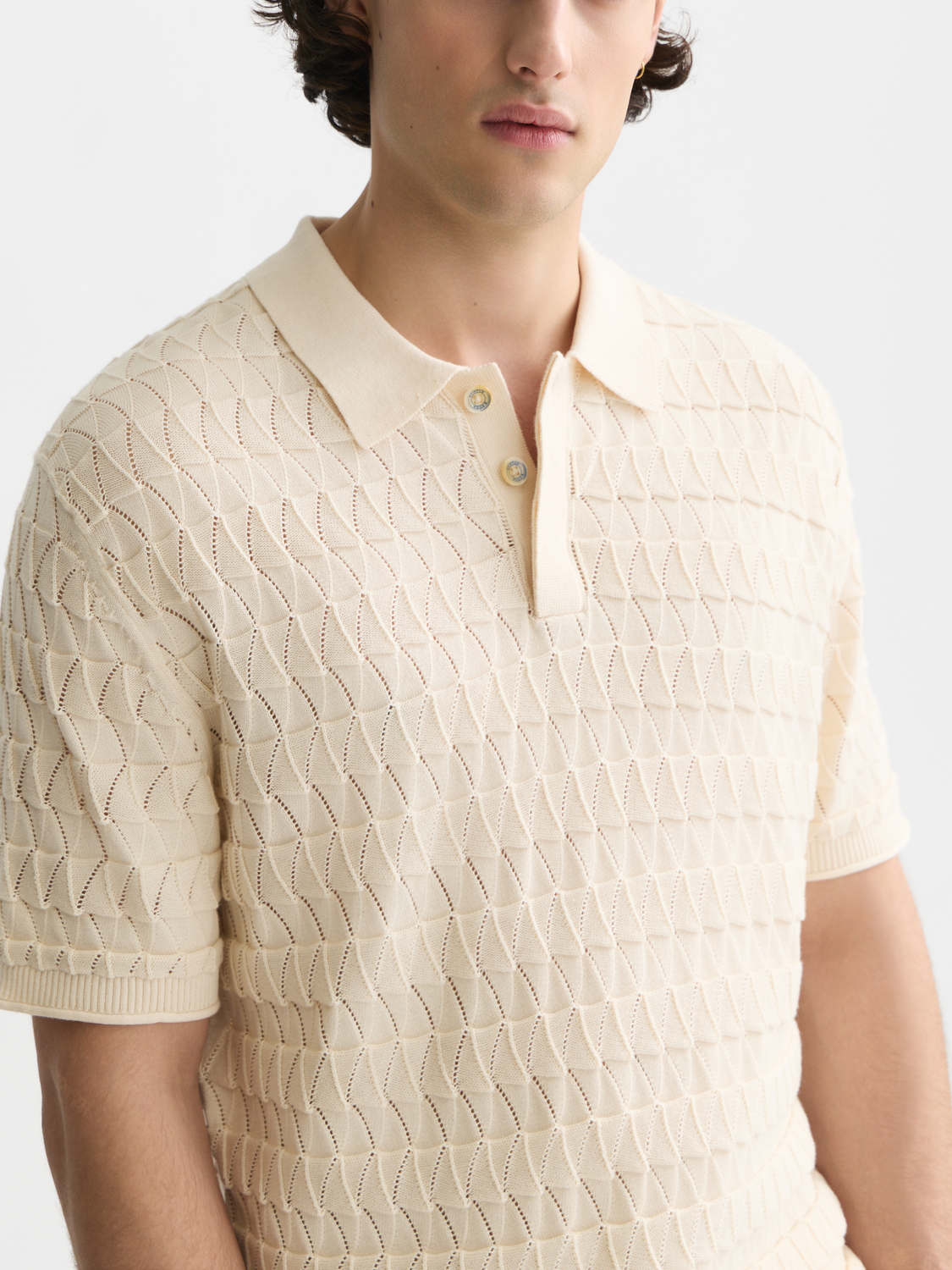 Pointelle knitted polo