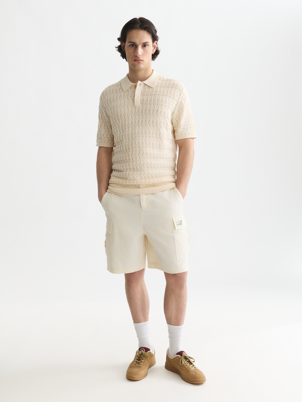 Pointelle knitted polo