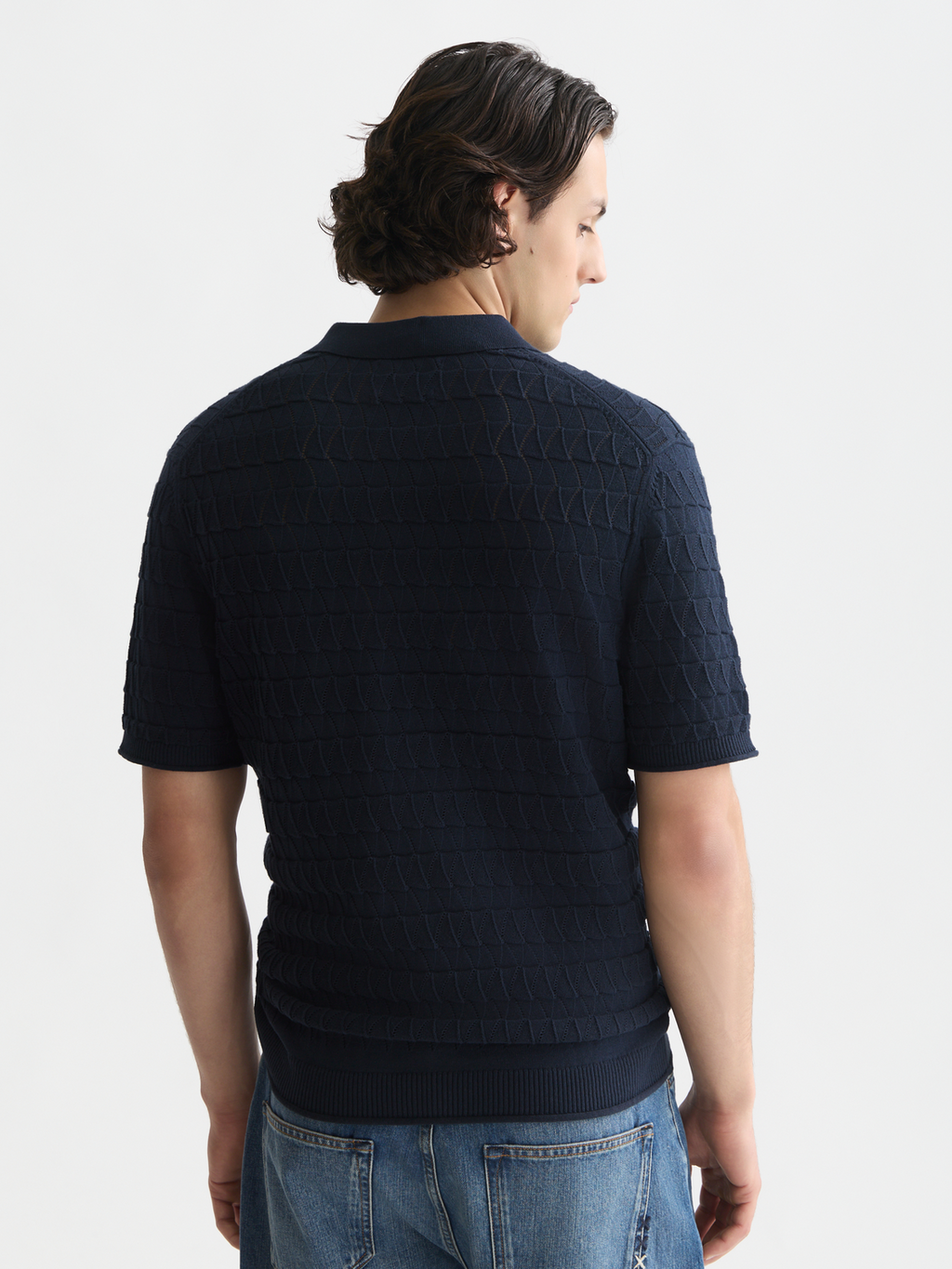 Pointelle knitted polo