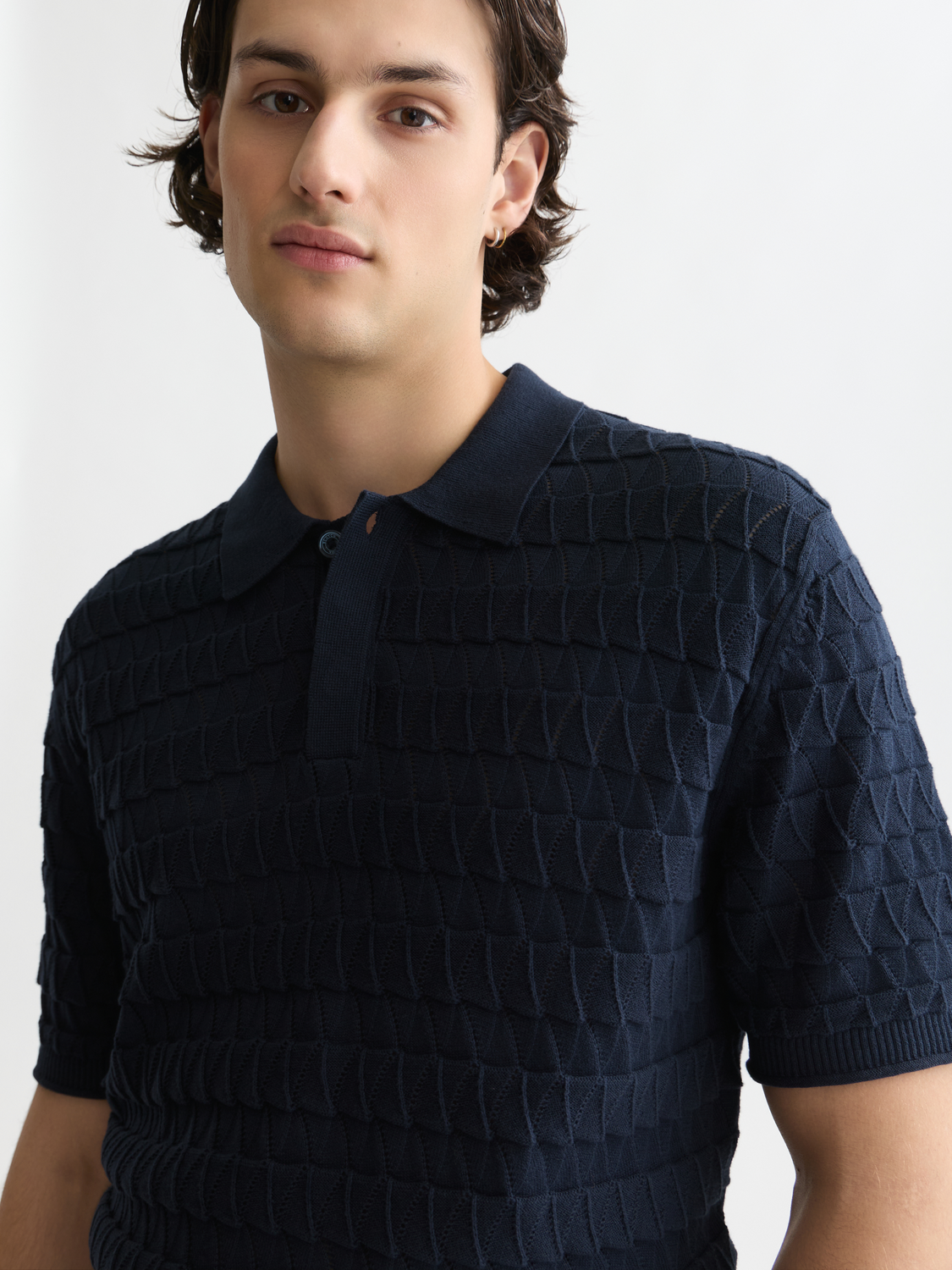 Pointelle knitted polo