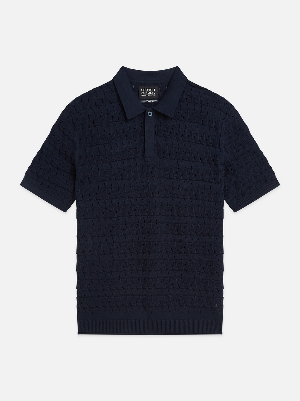 Pointelle knitted polo