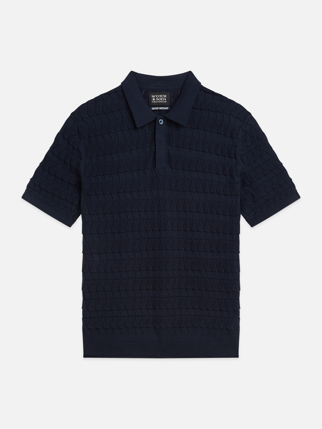 Pointelle knitted polo