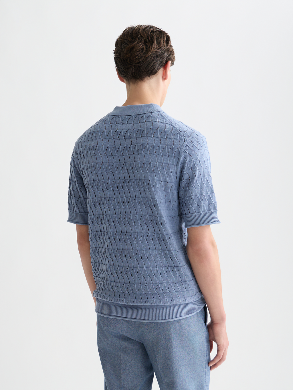 Pointelle knitted polo