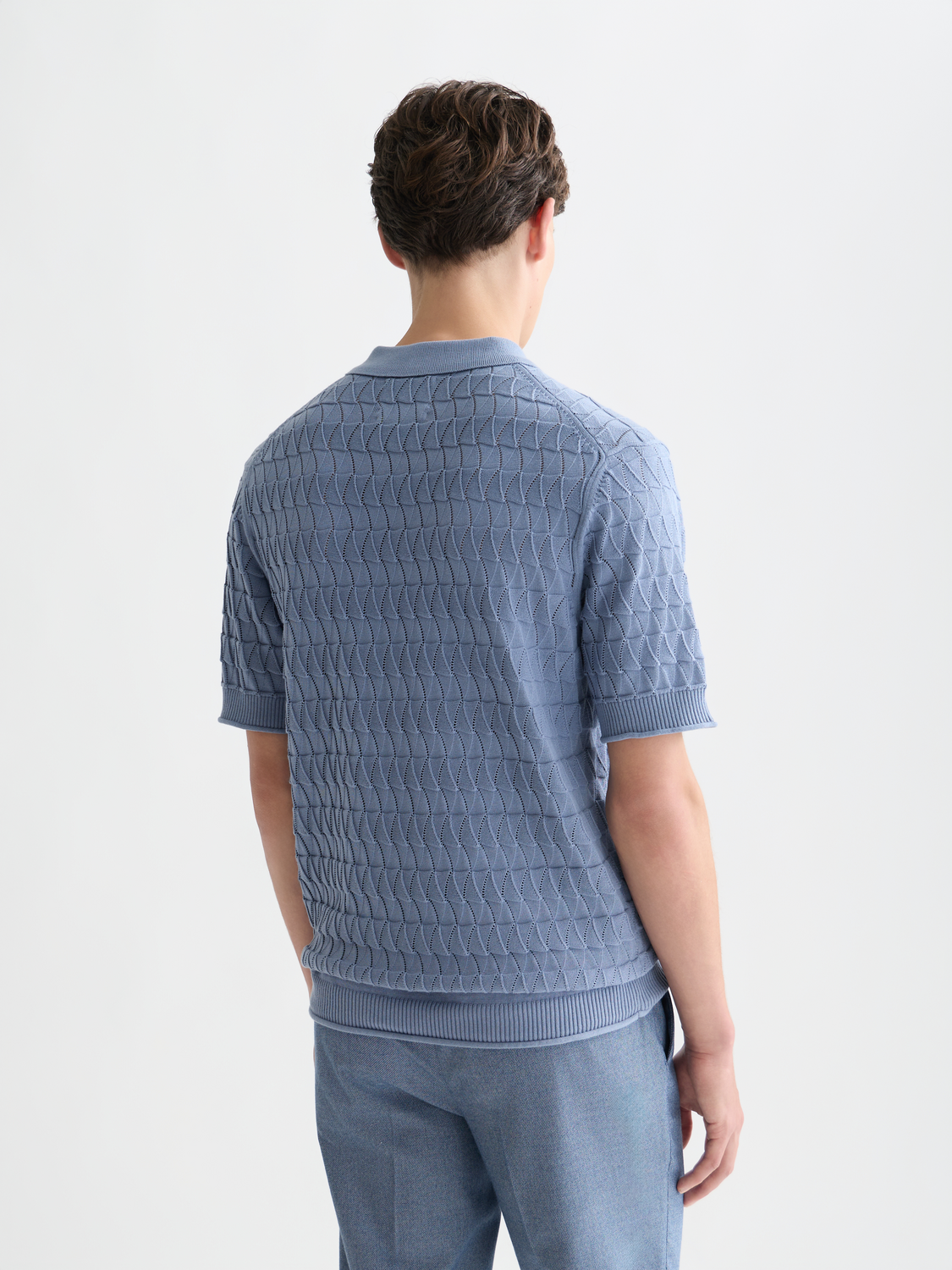 Pointelle knitted polo