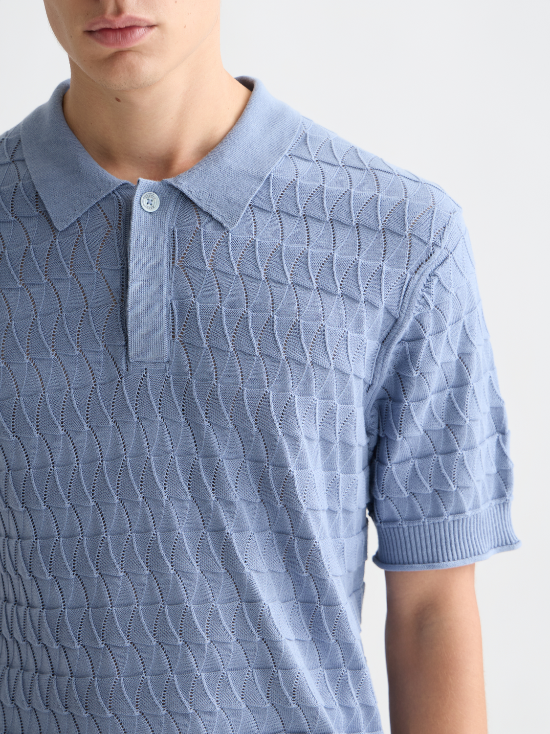 Pointelle knitted polo