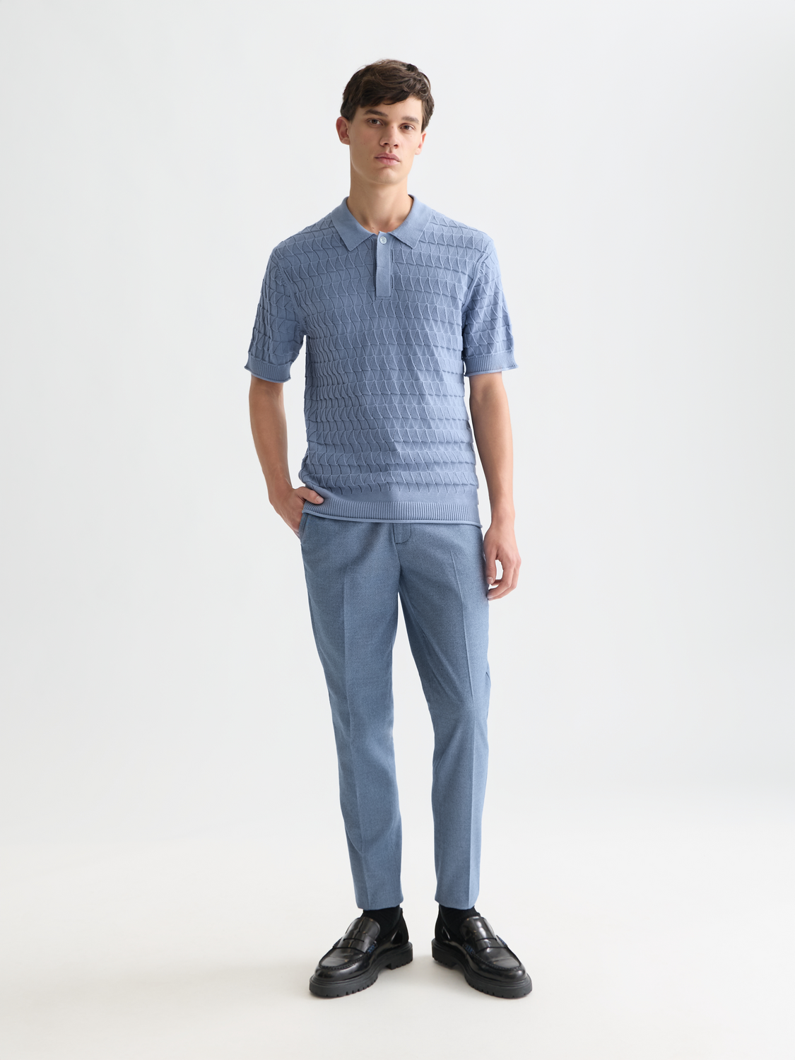 Pointelle knitted polo