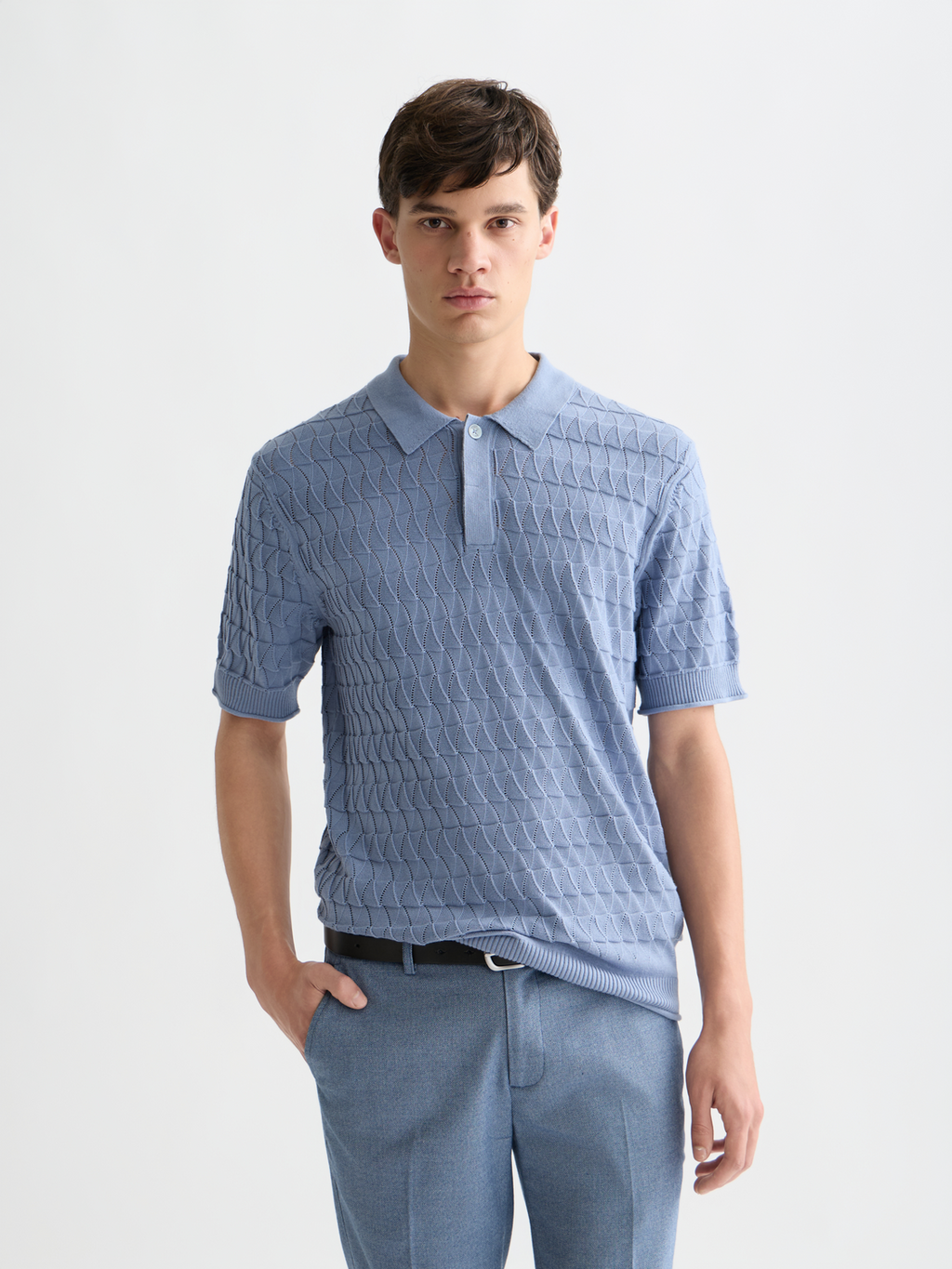 Pointelle knitted polo