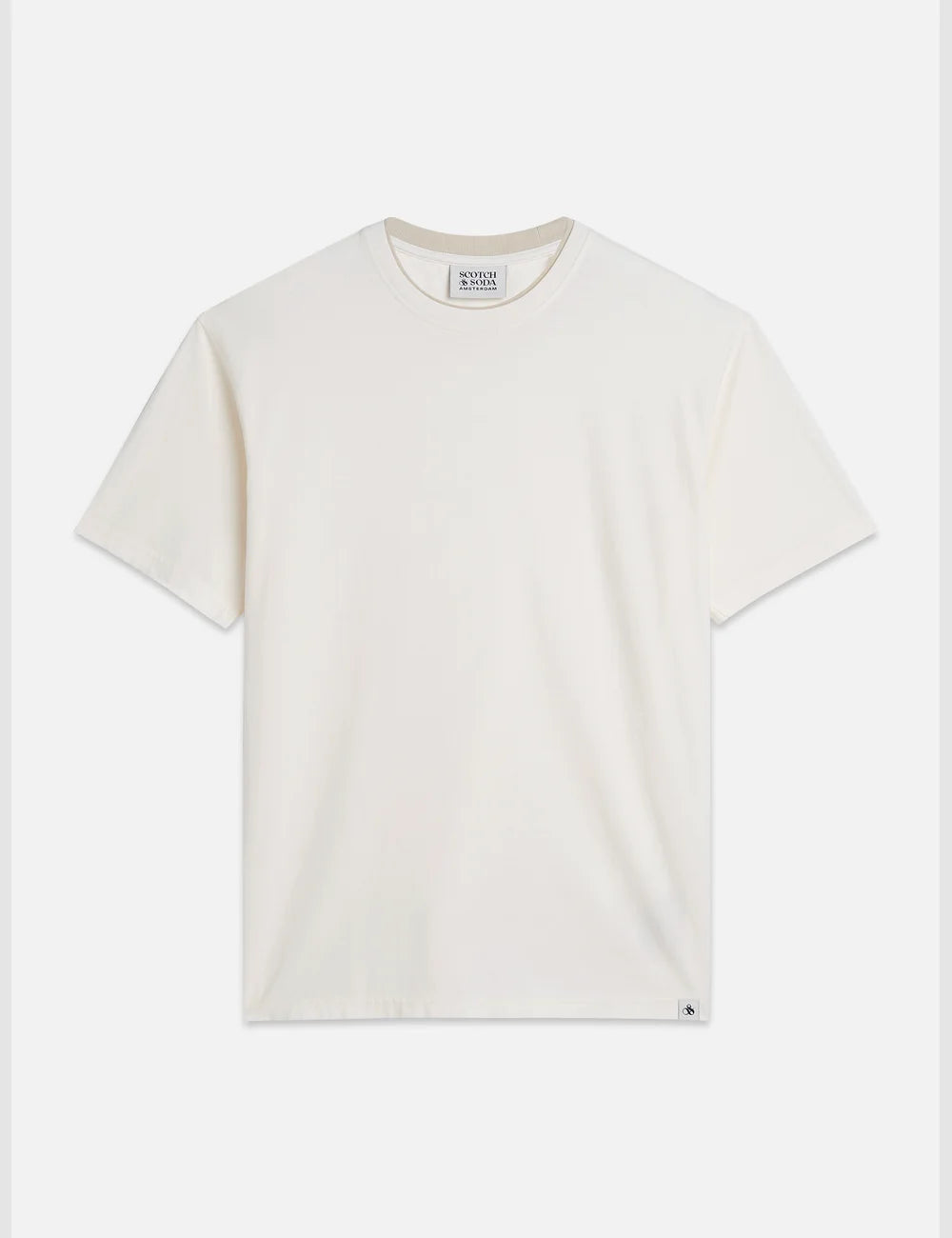 3 Crosses Garment Dyed Relaxed Fit T-shirt flat lay showing product details by Scotch & Soda