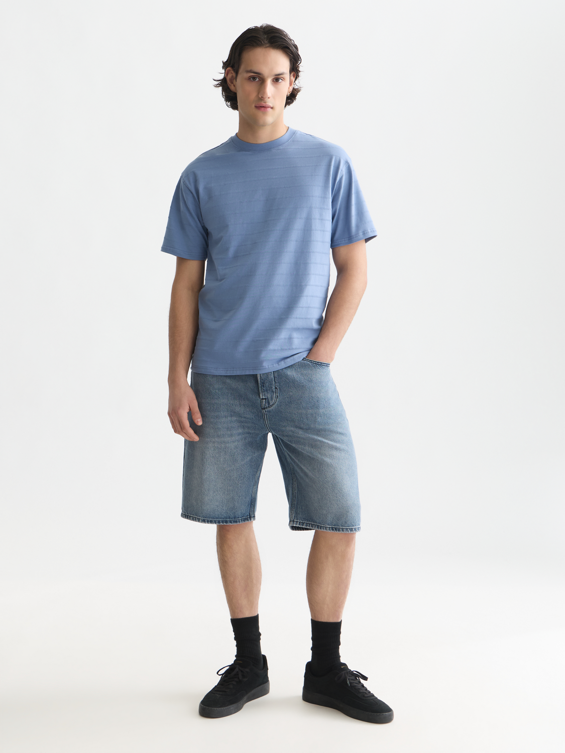 Structured jacquard relaxed T-shirt