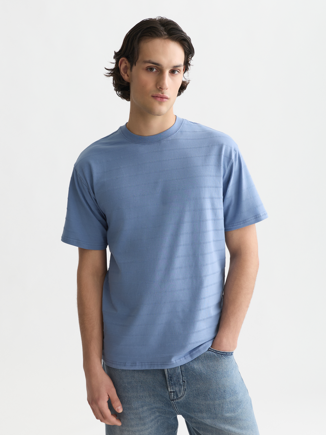 Structured jacquard relaxed T-shirt