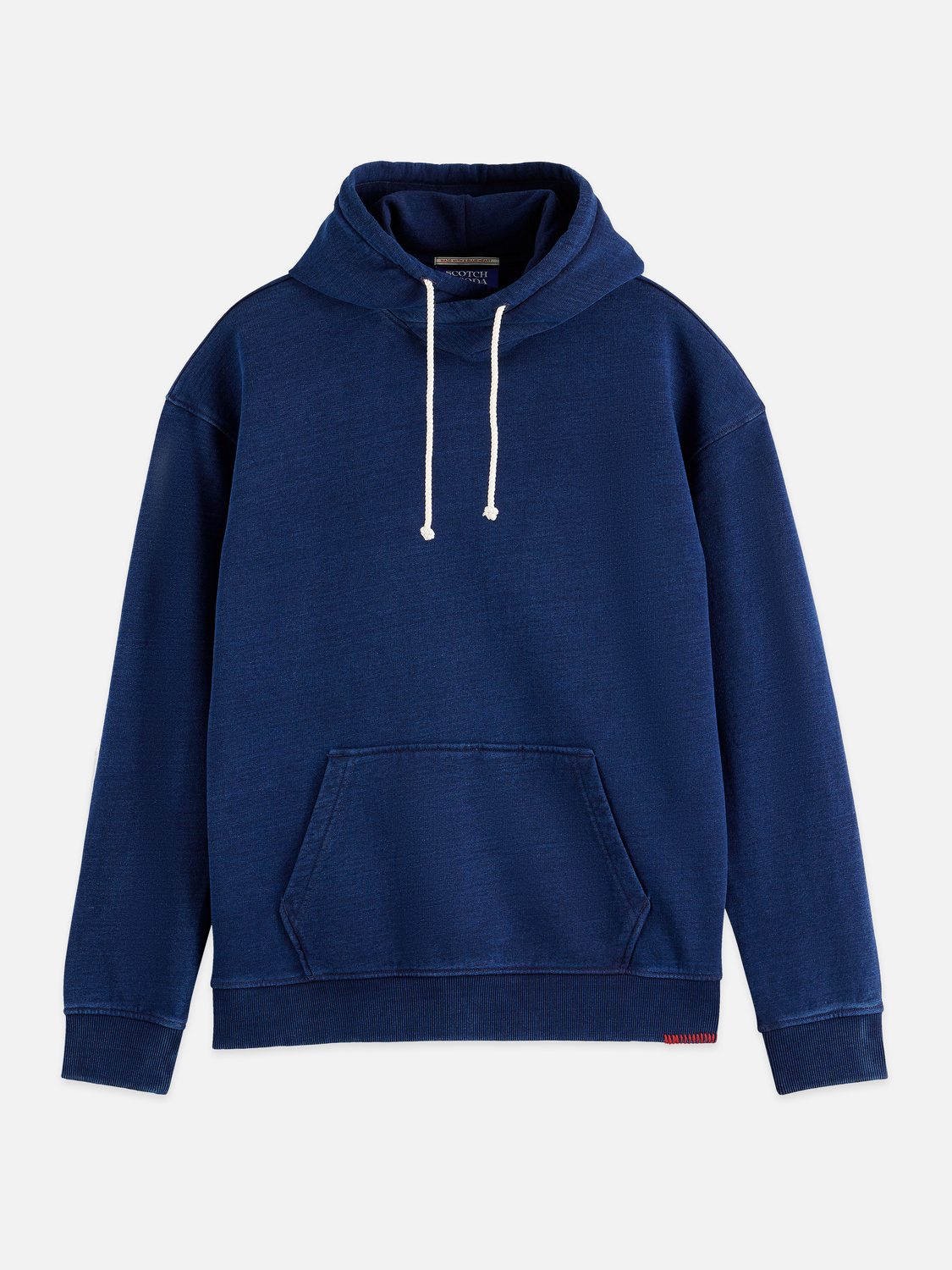Worked out twisted indigo relaxed-fit hoodie