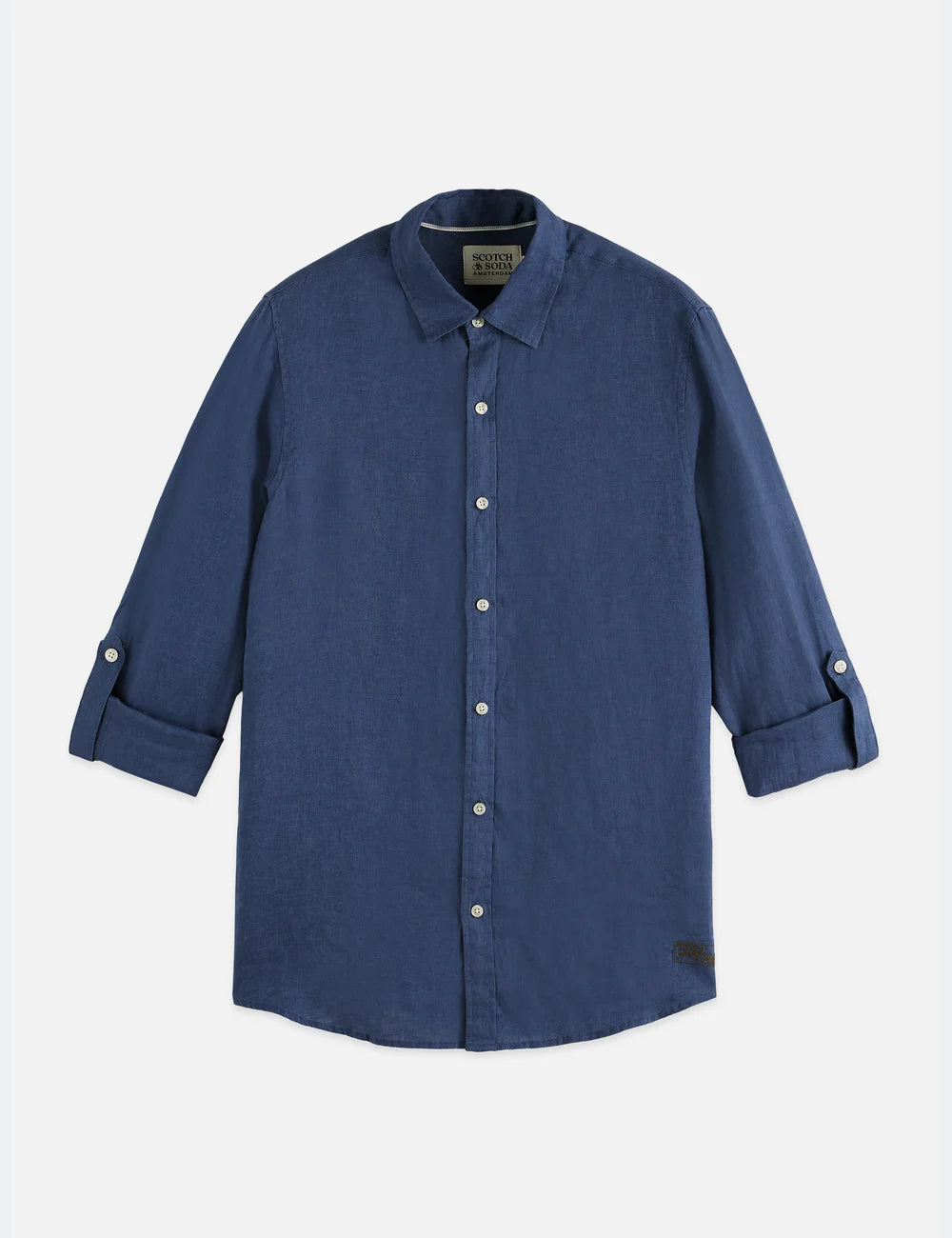 Seasonal Core Linen Regular-fit Shirt flat lay showing product details by Scotch & Soda