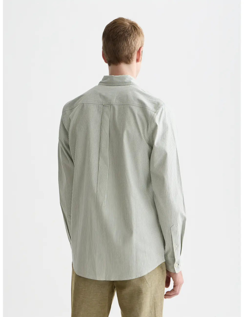 Seasonal Core Striped Oxford Regular-fit Shirt back view showing fit and finish by Scotch & Soda