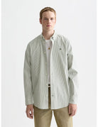Dark Green Seasonal Core Striped Oxford Regular-fit Shirt front view by Scotch & Soda