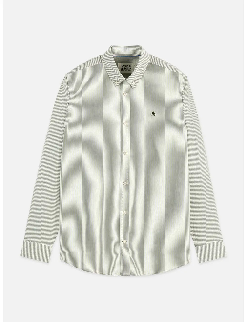 Seasonal Core Striped Oxford Regular-fit Shirt front view showing fit and finish by Scotch & Soda